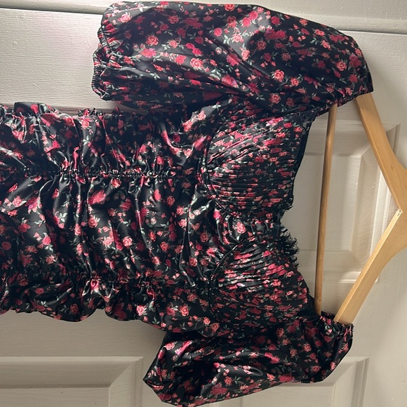 For Love & Lemons Black/Pink Rose Dress - Picture 2 of 3